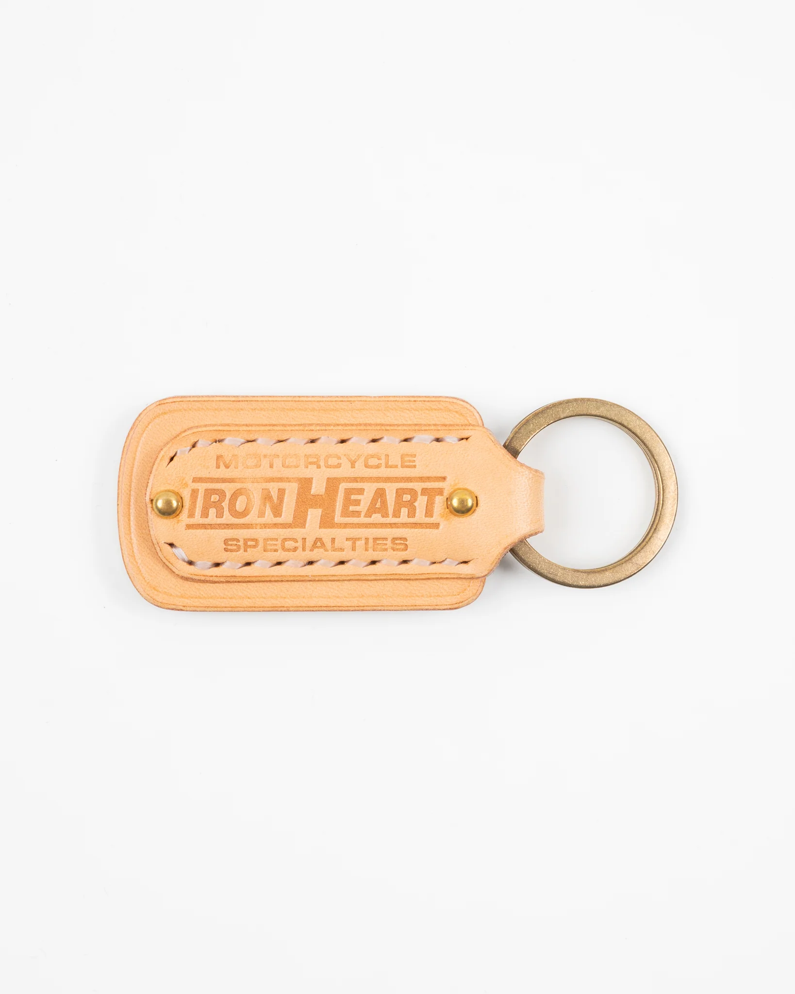 Buttero Leather Key Ring w/Embossed Iron Heart Logo - Natural
