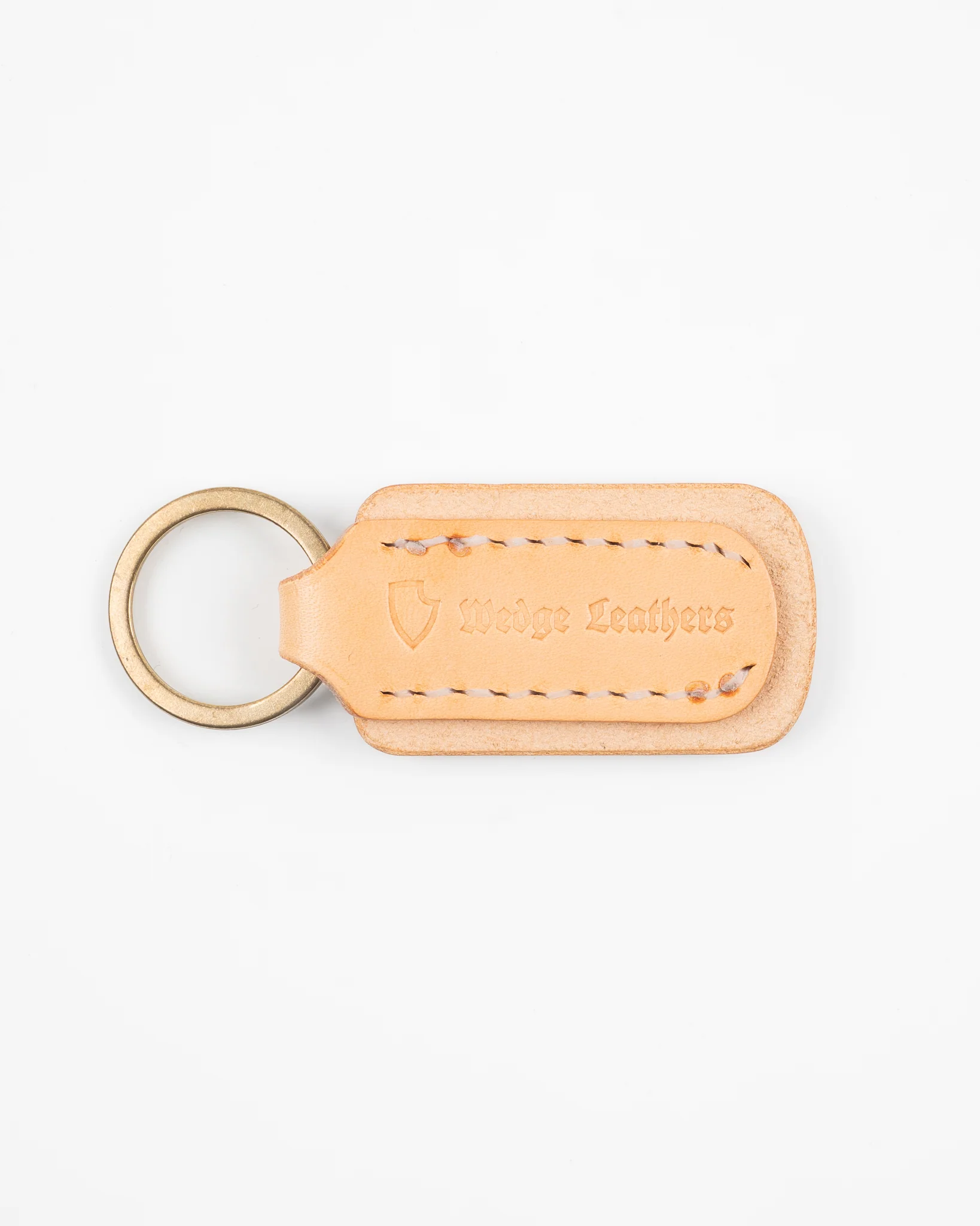 Buttero Leather Key Ring w/Embossed Iron Heart Logo - Natural