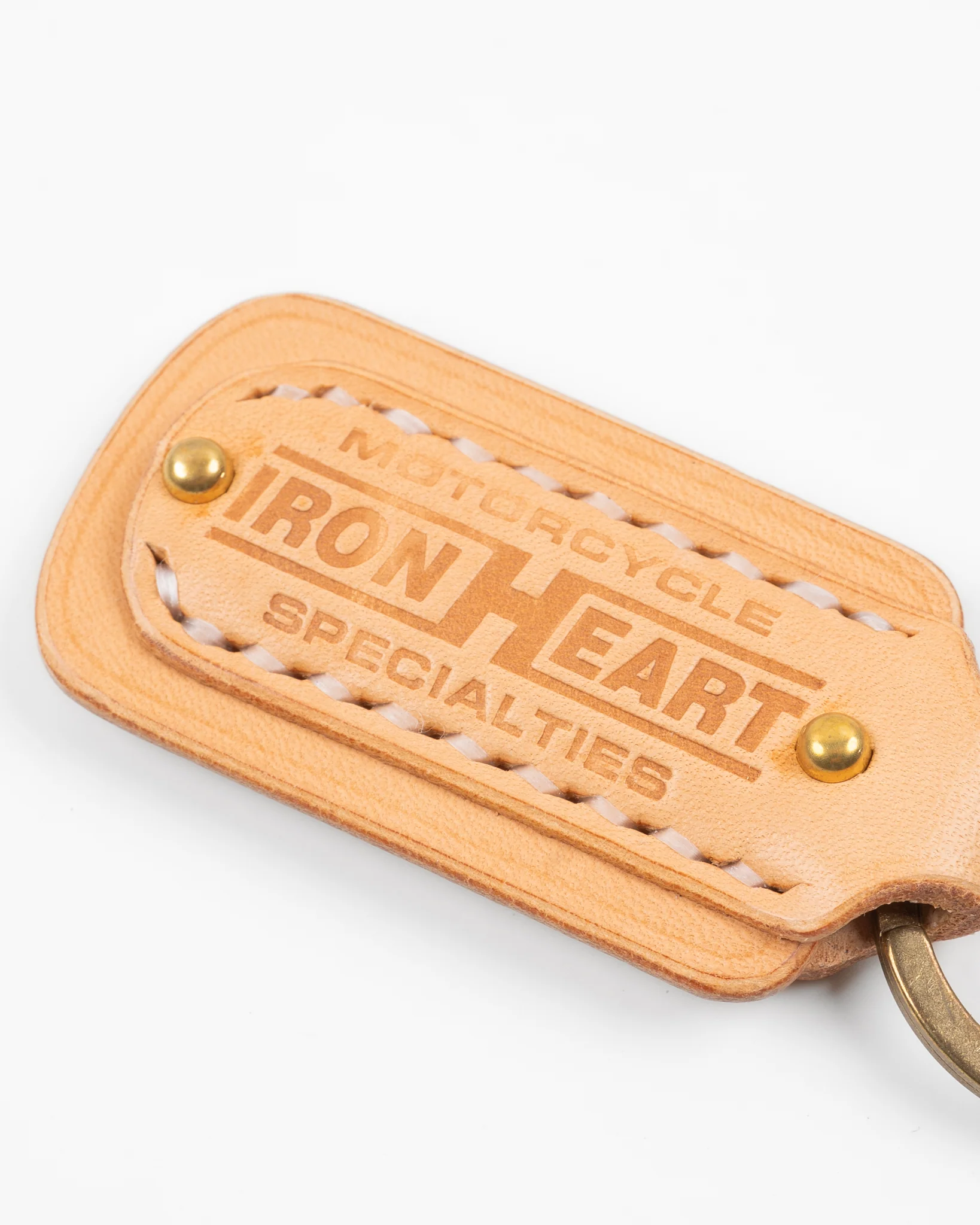 Buttero Leather Key Ring w/Embossed Iron Heart Logo - Natural