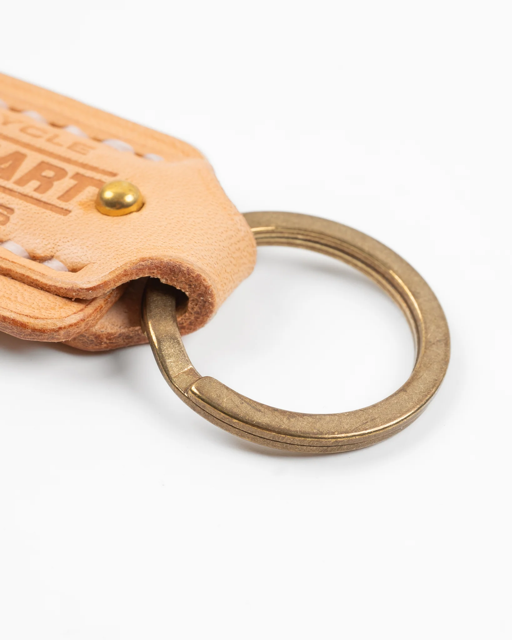 Buttero Leather Key Ring w/Embossed Iron Heart Logo - Natural
