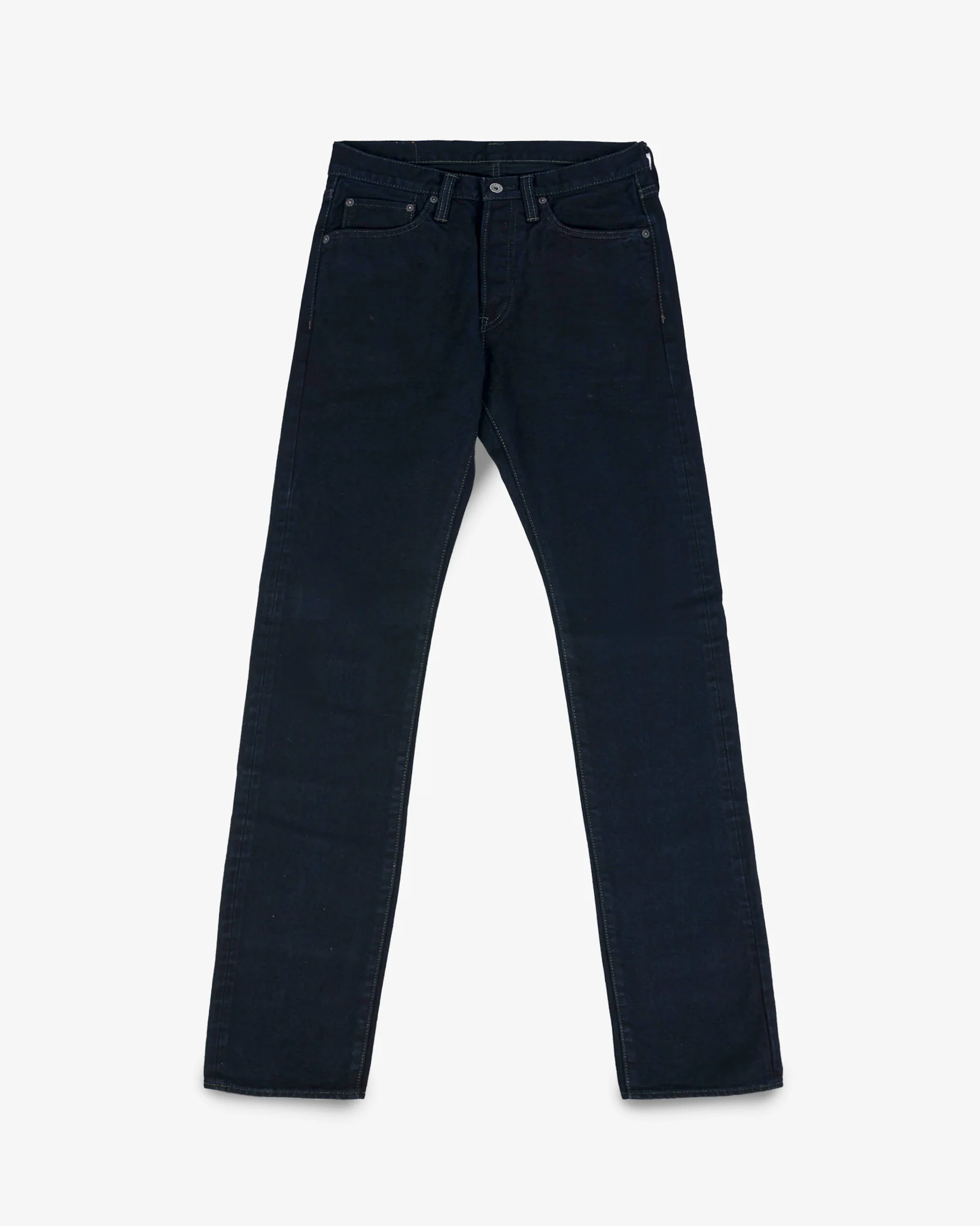 14oz Broken Twill Selvedge Denim Slim Cut Jeans - Indigo Overdyed Black