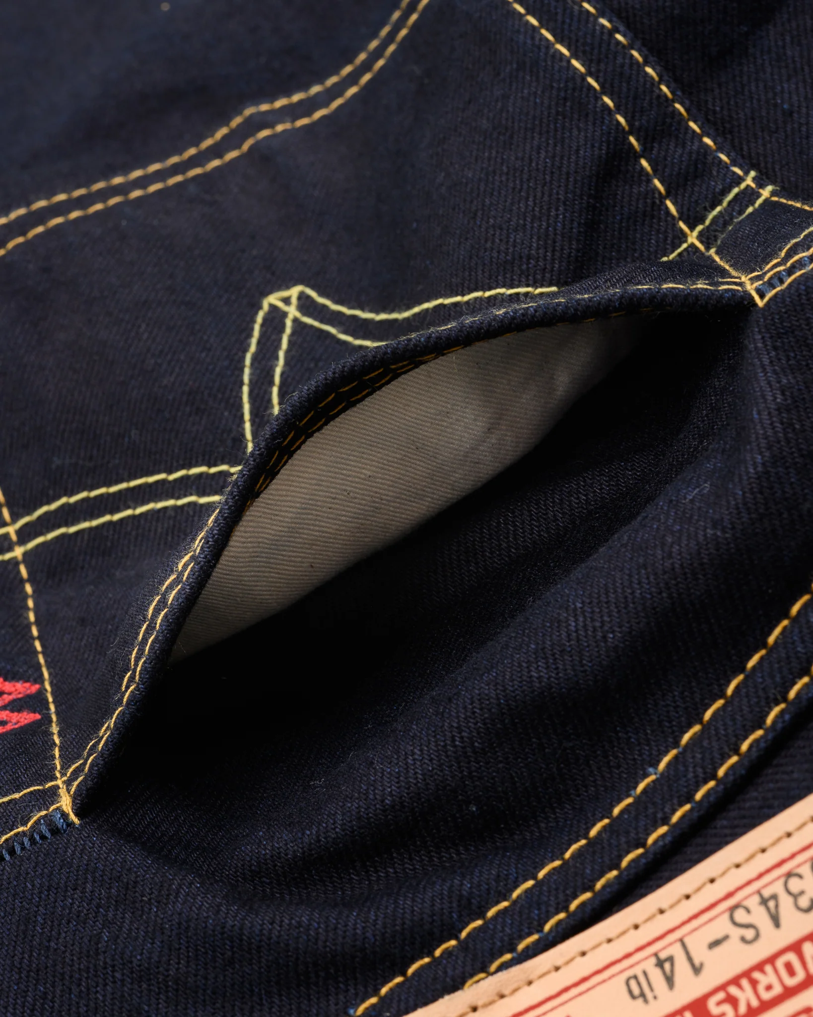 14oz Selvedge Denim Straight Cut Jeans - Indigo/Black