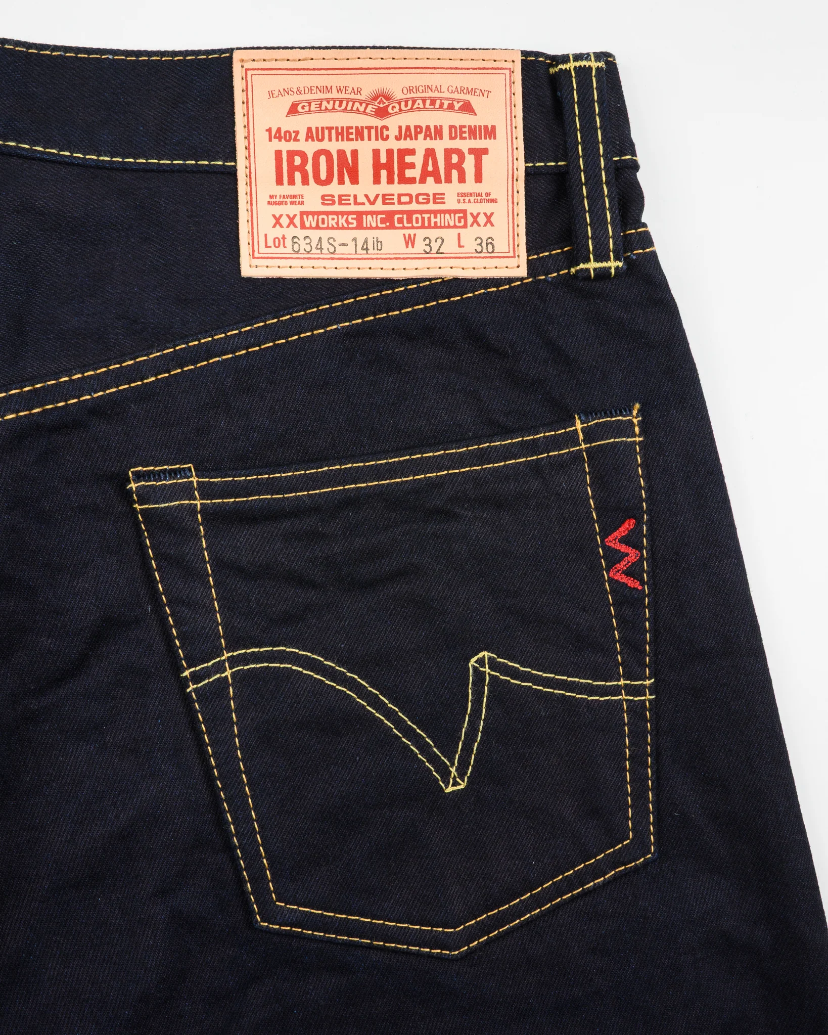 14oz Selvedge Denim Straight Cut Jeans - Indigo/Black