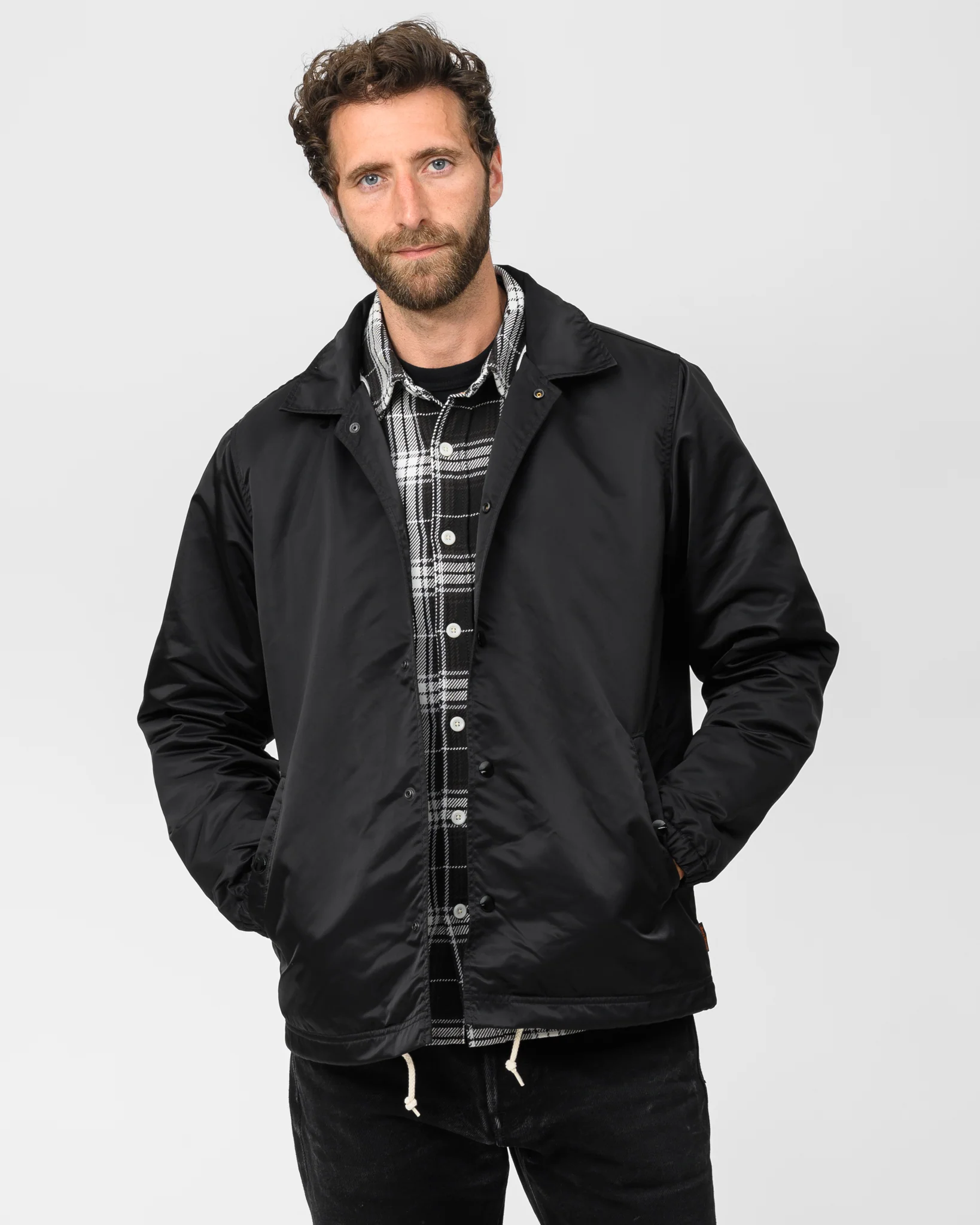 4.8oz Nylon Coach Jacket - Black - No Patch