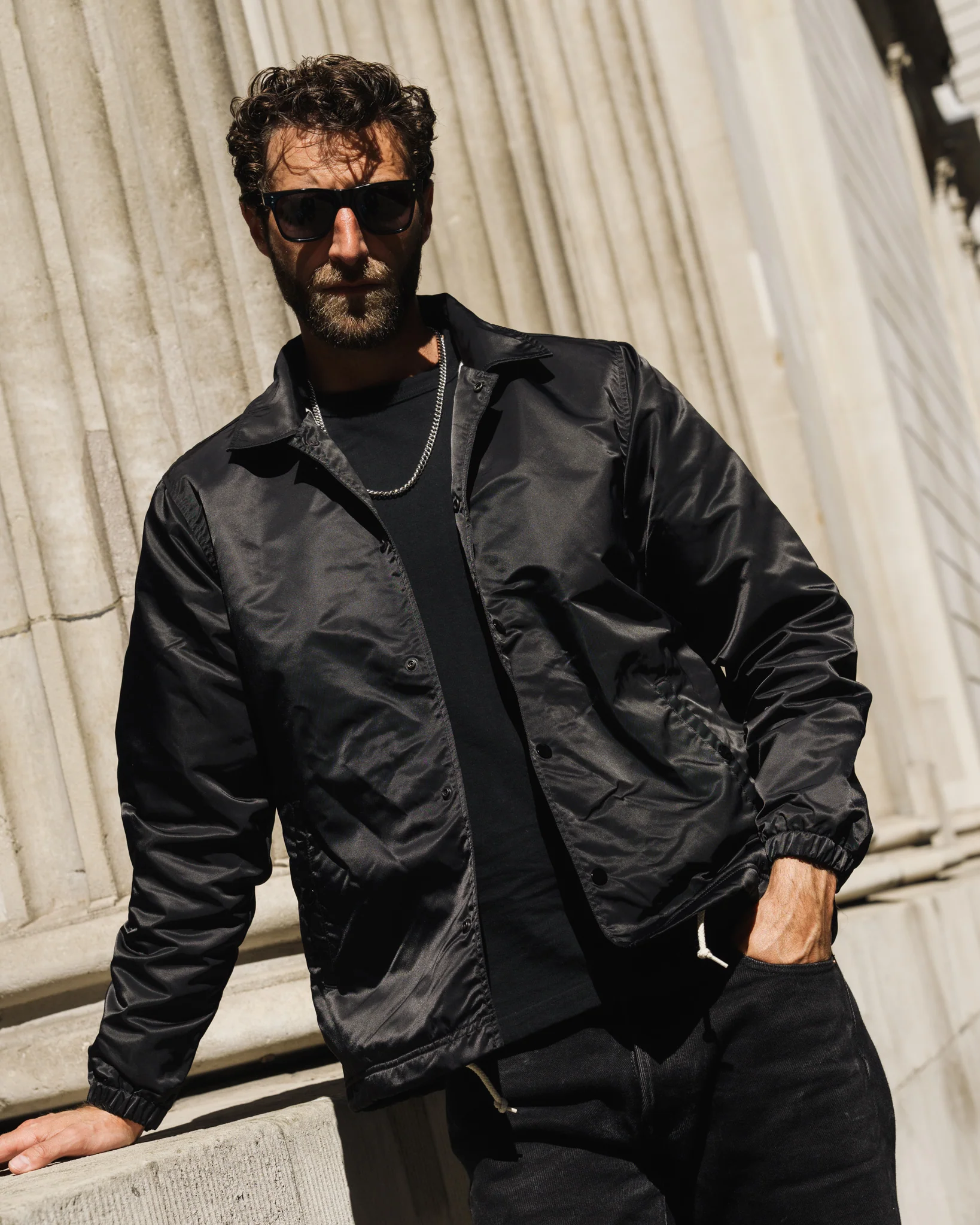 4.8oz Nylon Coach Jacket - Black - No Patch