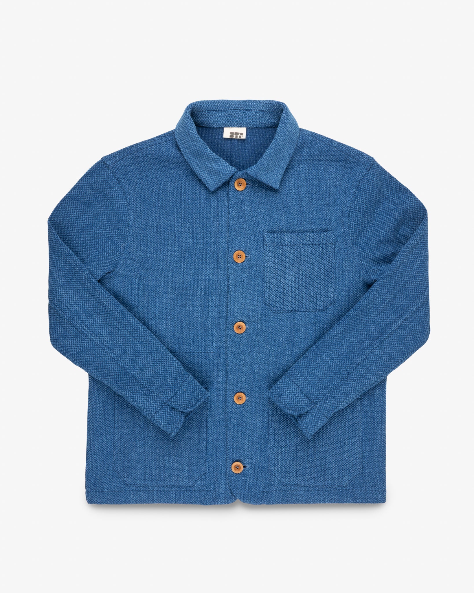 3326-stf-japanese-bleached-sashiko-chore-jacket-indigo-1.jpg STF Japanese Bleached Sashiko Chore Jacket - Indigo