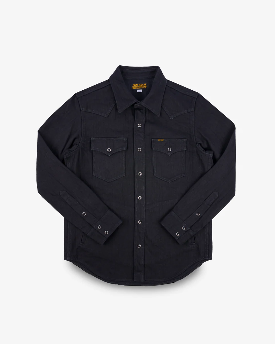 3440-14oz-herringbone-cpo-western-shirt-black-1.webp 14oz Herringbone CPO Western Shirt - Black