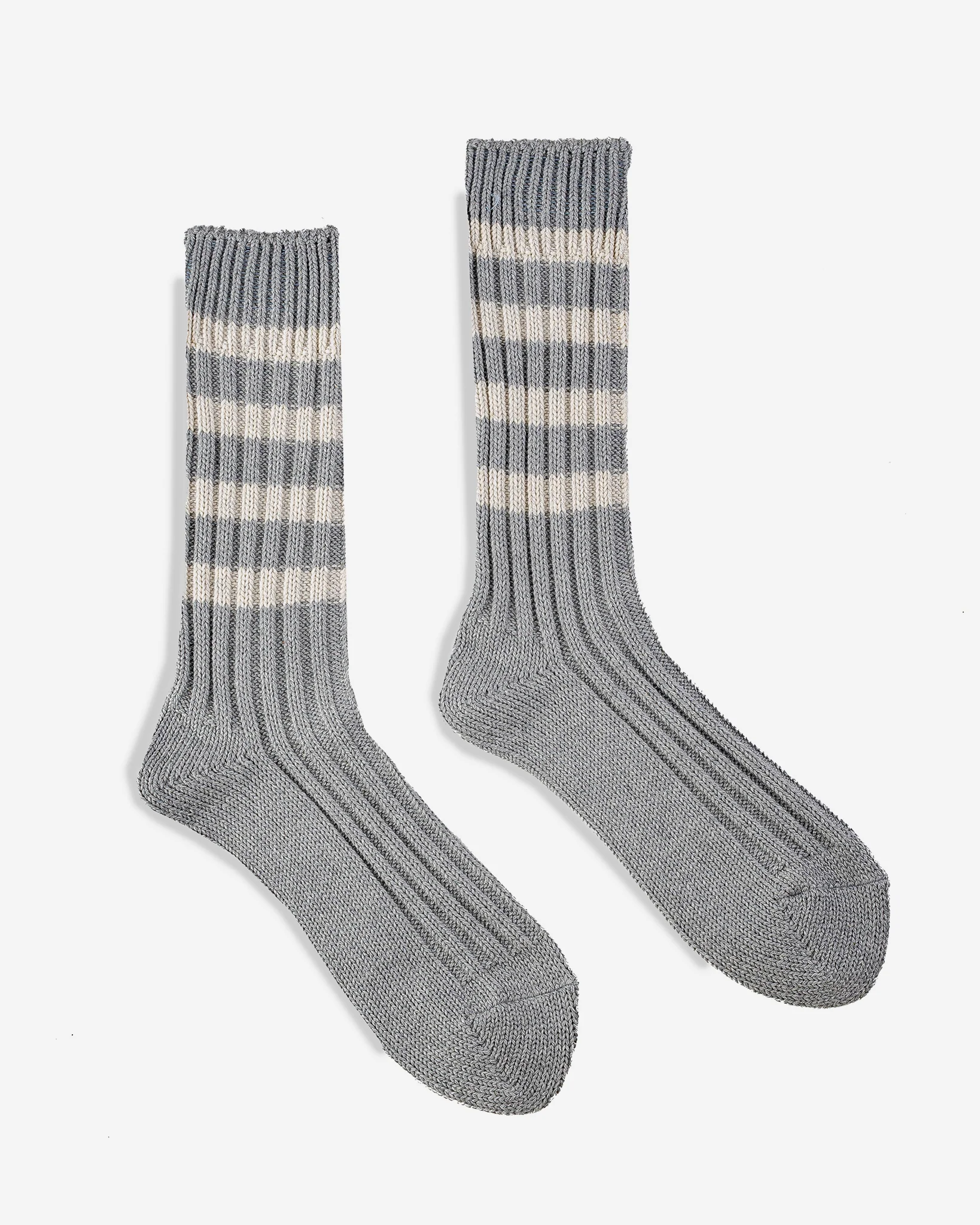 Decka Heavyweight Socks / Stripes - Grey x Ivory