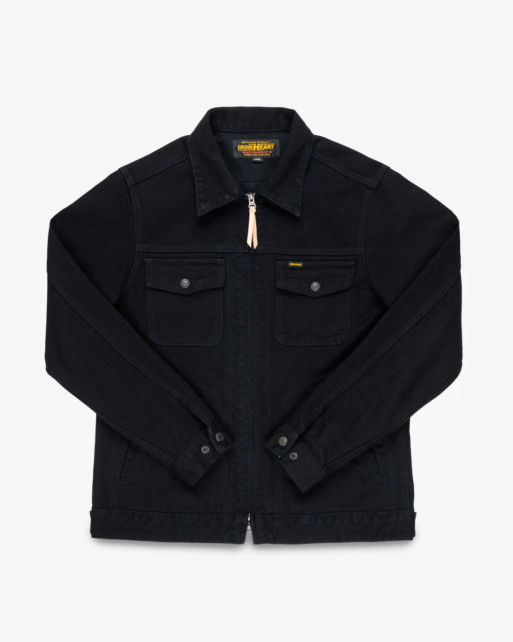 14oz Broken Twill Selvedge Denim Work Jacket - Indigo Overdyed Black