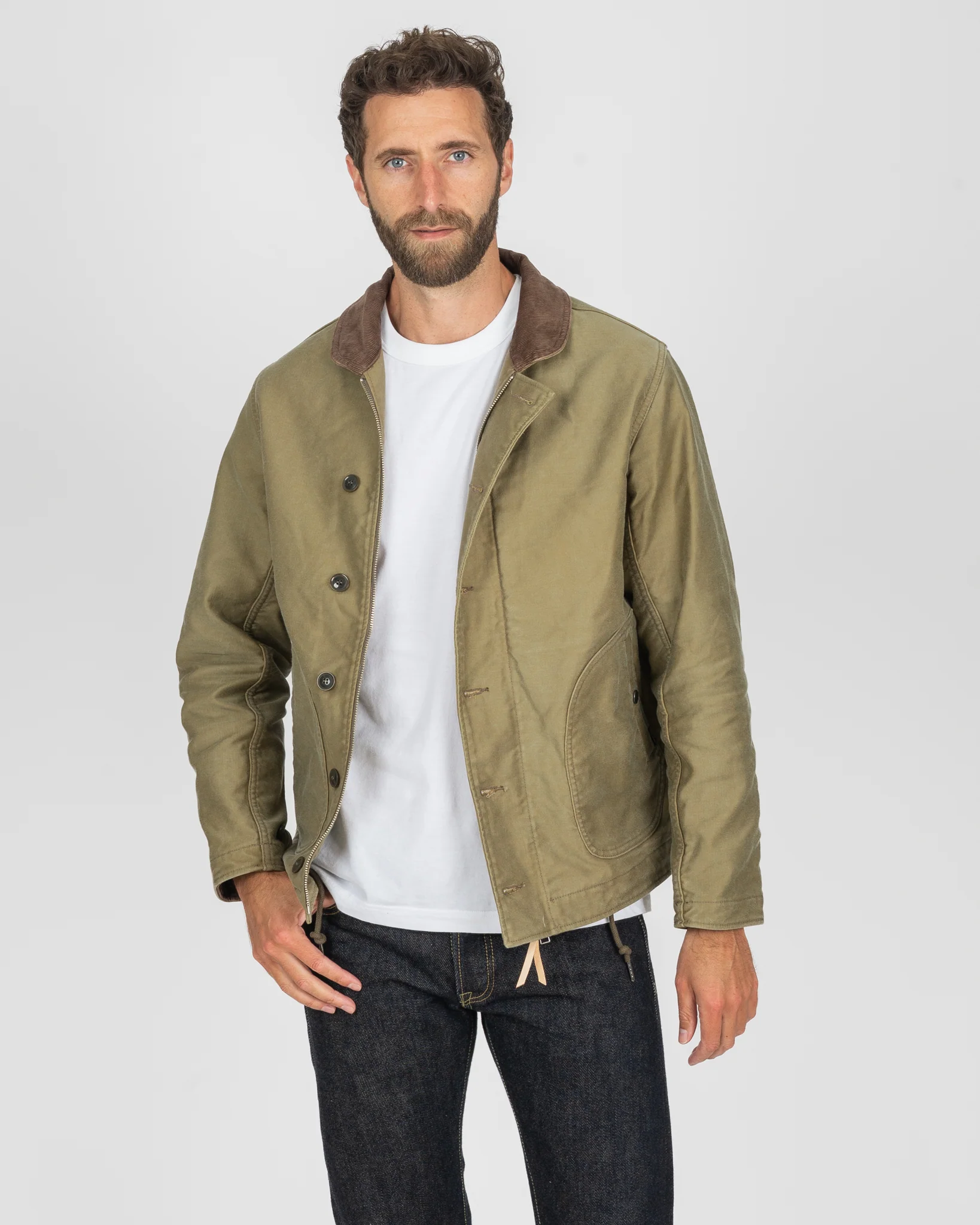 12oz Whipcord Lightweight N1 Deck Jacket - Khaki