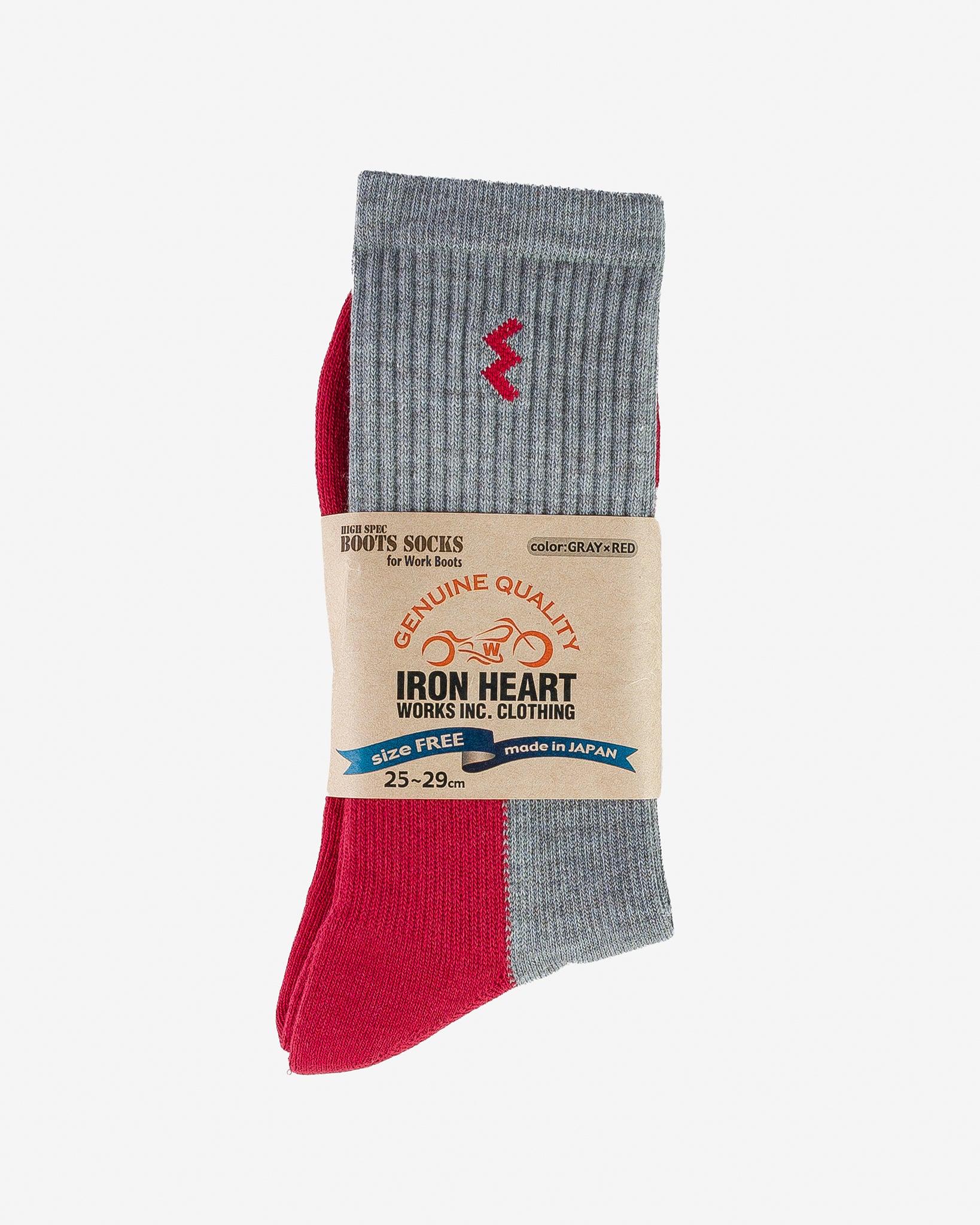 Iron Heart Work Boot Socks - Grey/Red