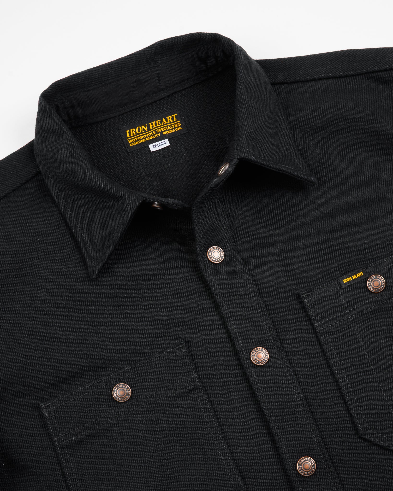 21oz Selvedge Denim CPO Work Shirt - "The UnTucked" - Superblack Non-Fade