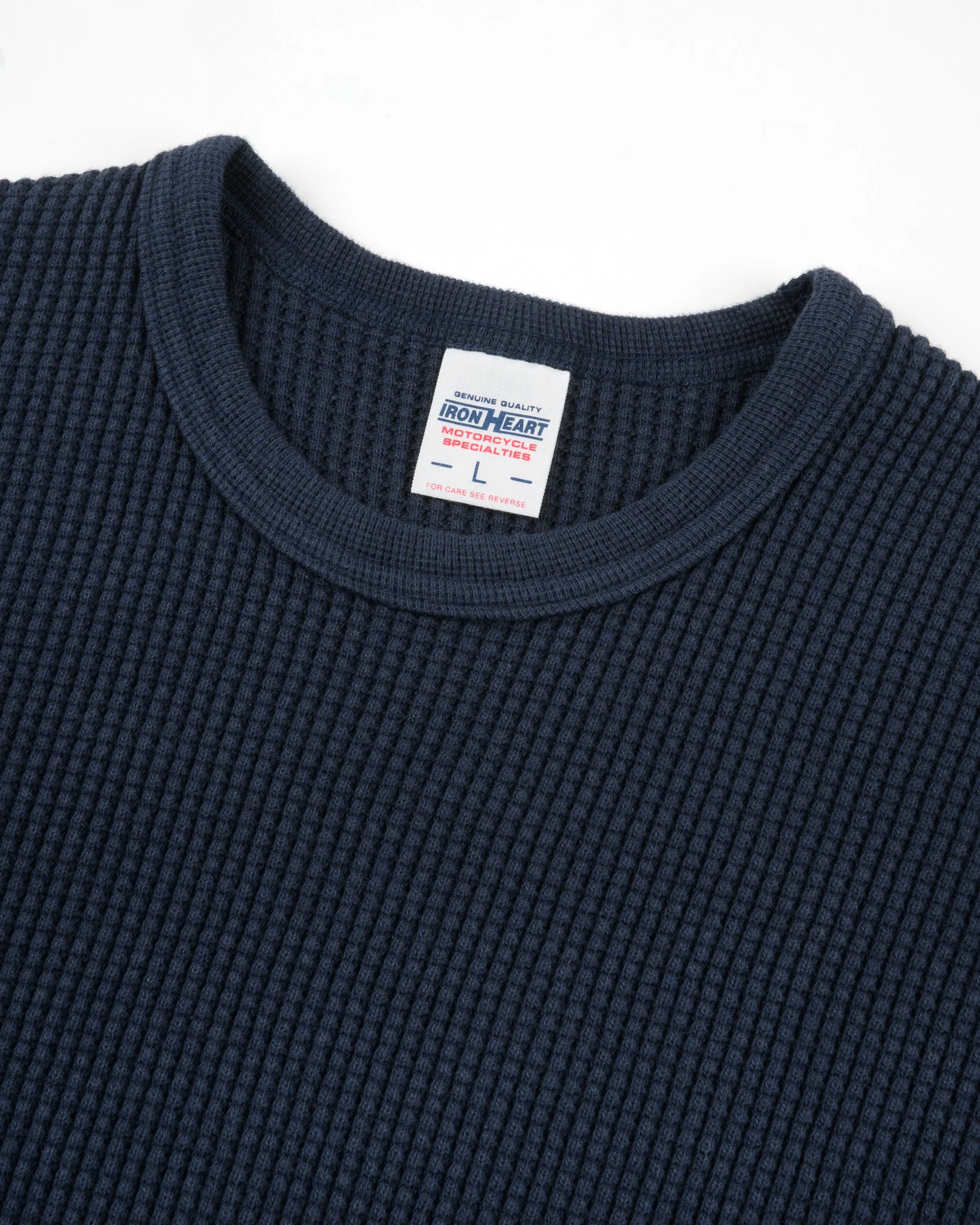 4669-waffle-knit-long-sleeved-crew-neck-thermal-top-navy-10.webp Waffle Knit Long Sleeved Crew Neck Thermal Top - Navy