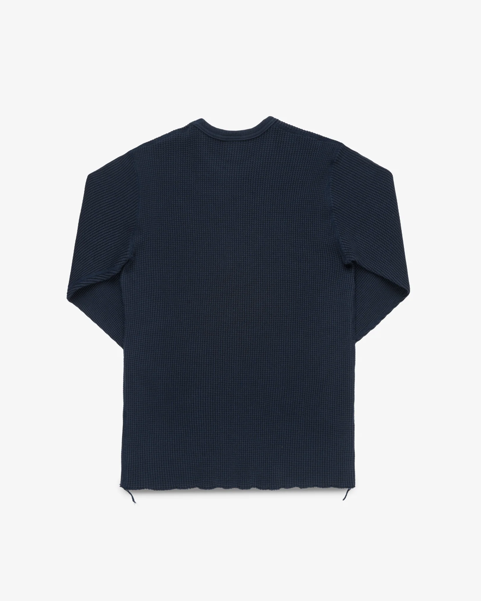 4669-waffle-knit-long-sleeved-crew-neck-thermal-top-navy-5.webp Waffle Knit Long Sleeved Crew Neck Thermal Top - Navy