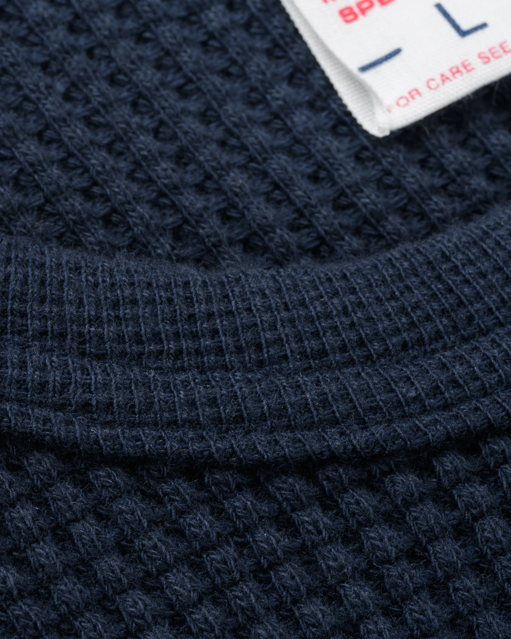 4669-waffle-knit-long-sleeved-crew-neck-thermal-top-navy-6.webp Waffle Knit Long Sleeved Crew Neck Thermal Top - Navy