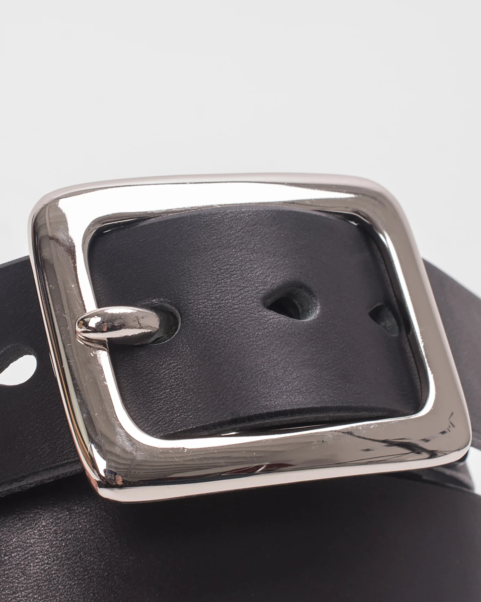 Heavy Duty "Tochigi" Leather Belt with Nickel Plated Garrison Buckle - Black