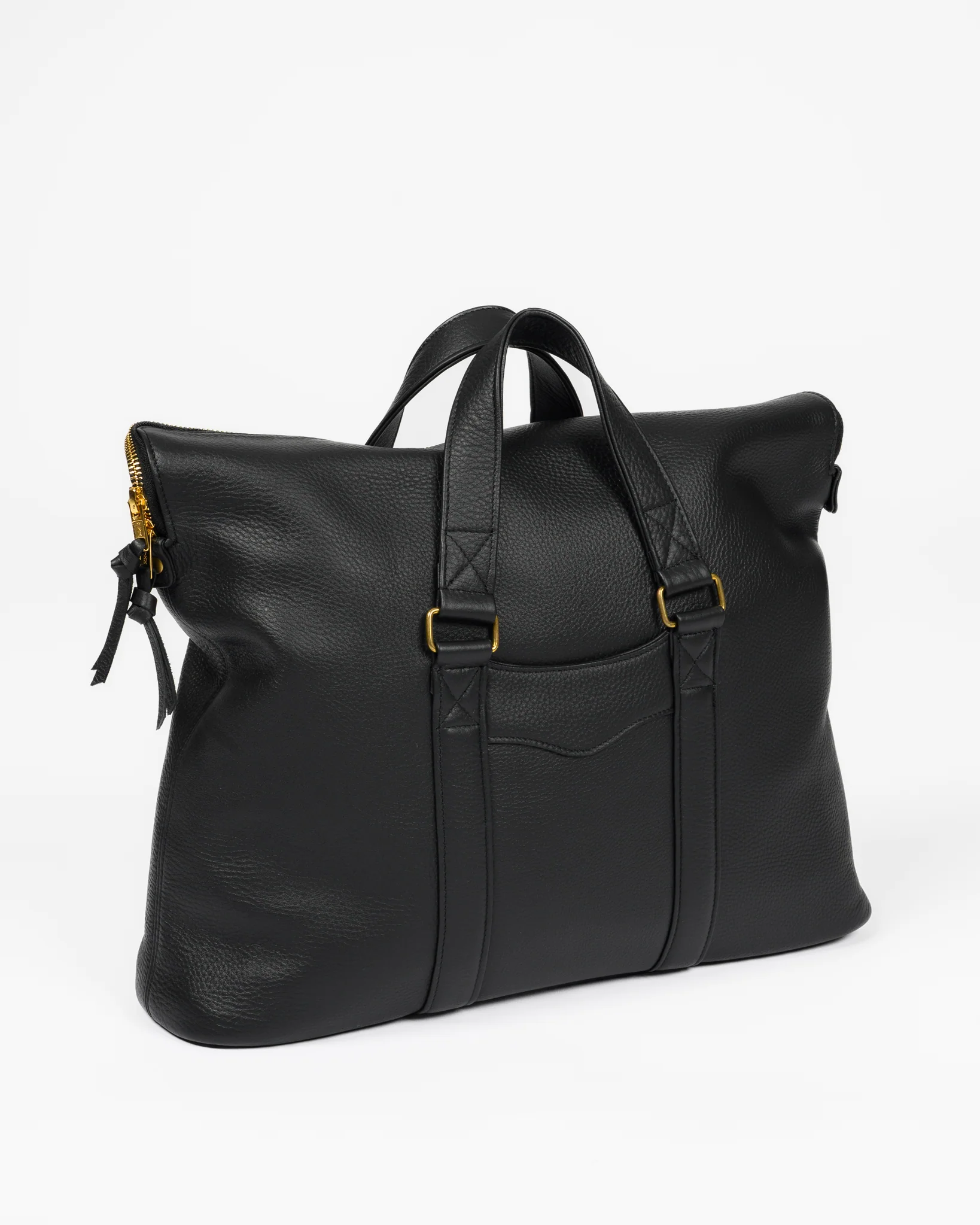 OGL Tumbled Leather Fold-Down Briefcase - Black