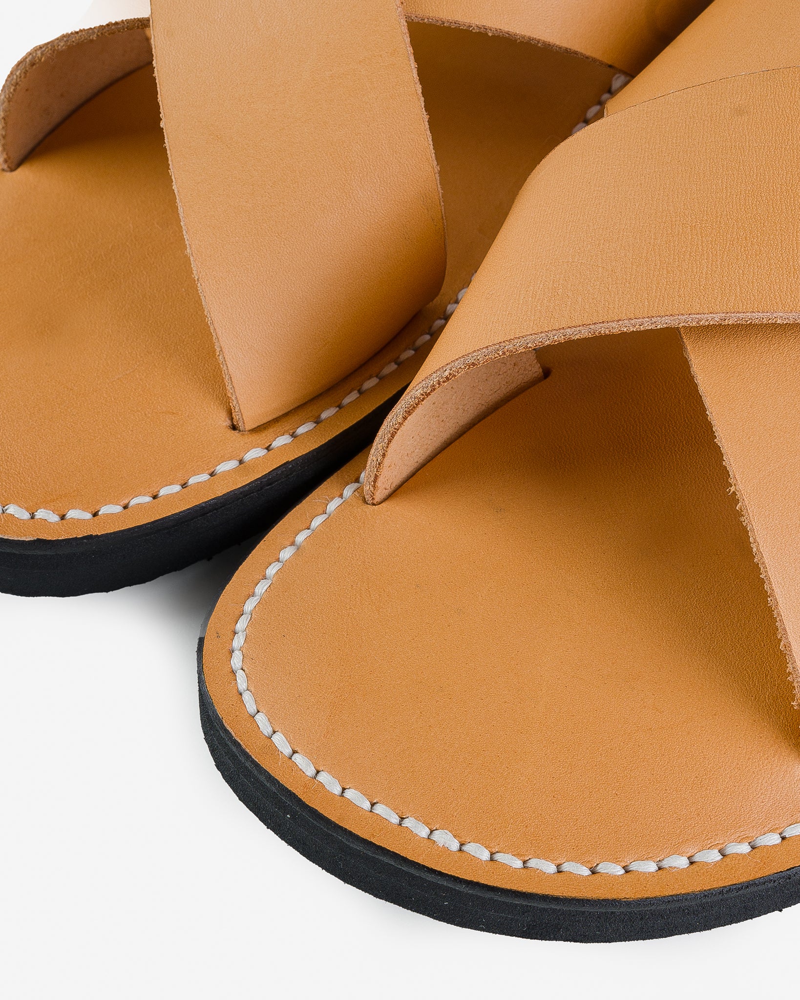 OGL X Dr. Sole Leather Cross Sandals - Natural