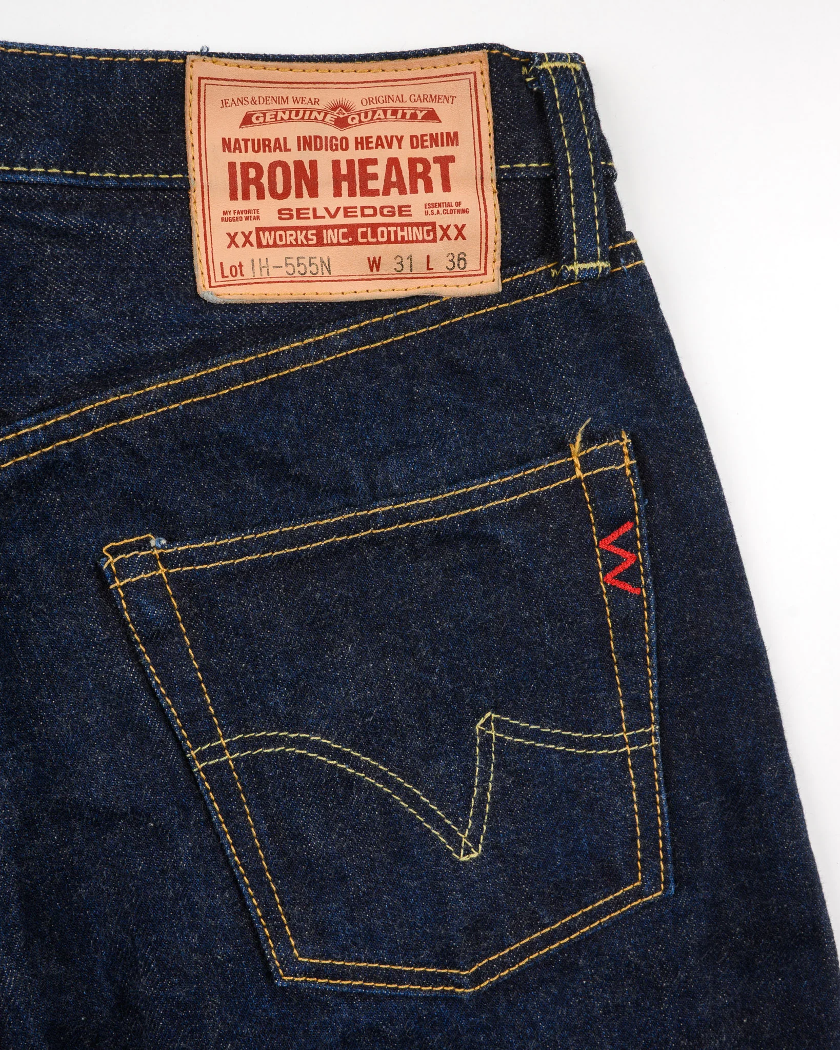17oz Selvedge Denim Slim Cut Jeans - Natural Indigo (IH-555N) Tag 31, Hemmed to 30.0"