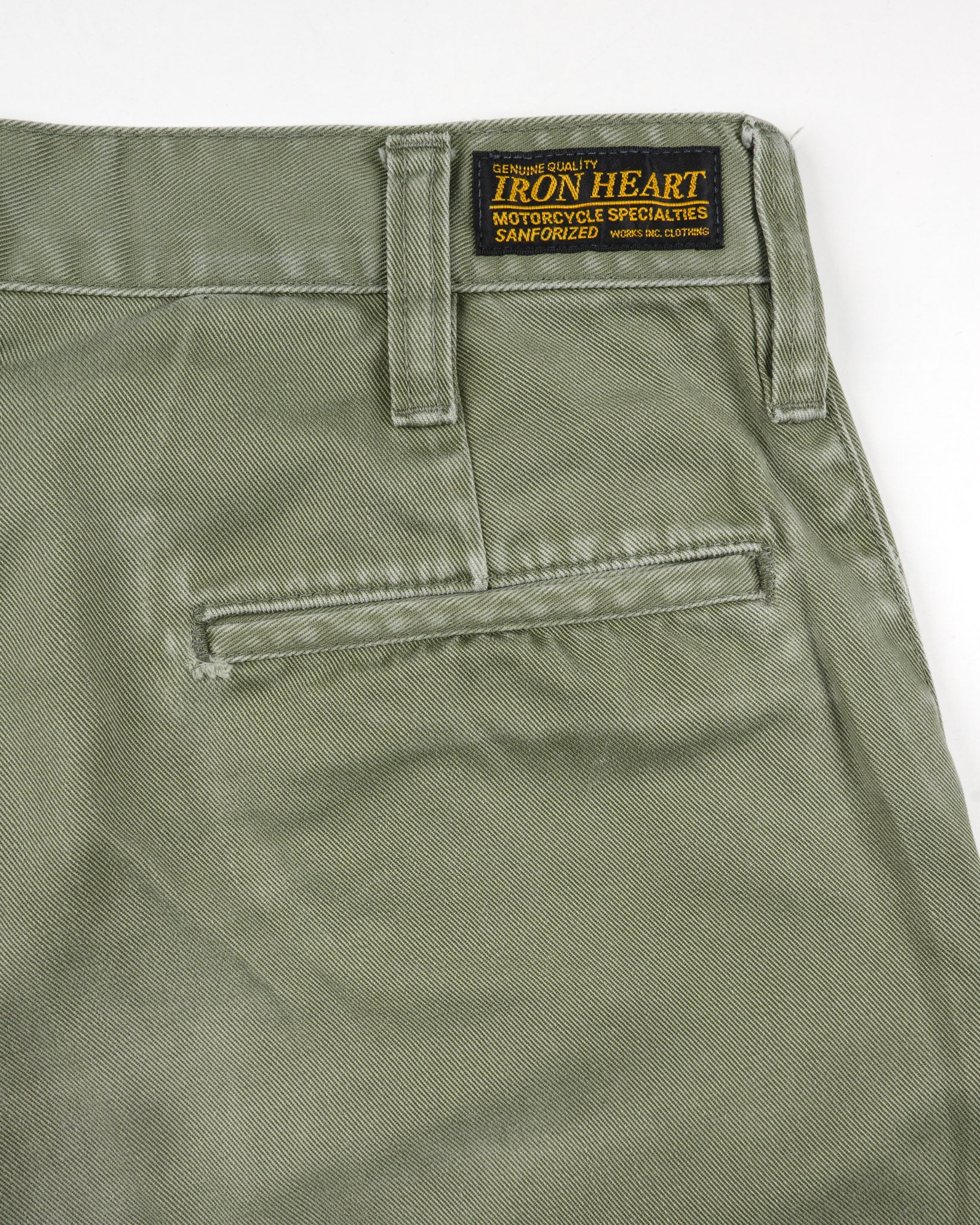 5187-9oz-mercerised-selvedge-cotton-slim-tapered-chinos-olive-ih-721-olv-tag-31-hemmed-to-31.5-3.jpg 9oz Mercerised Selvedge Cotton Slim Tapered Chinos - Olive (IH-721-OLV) Tag 31, Hemmed to 31.5"