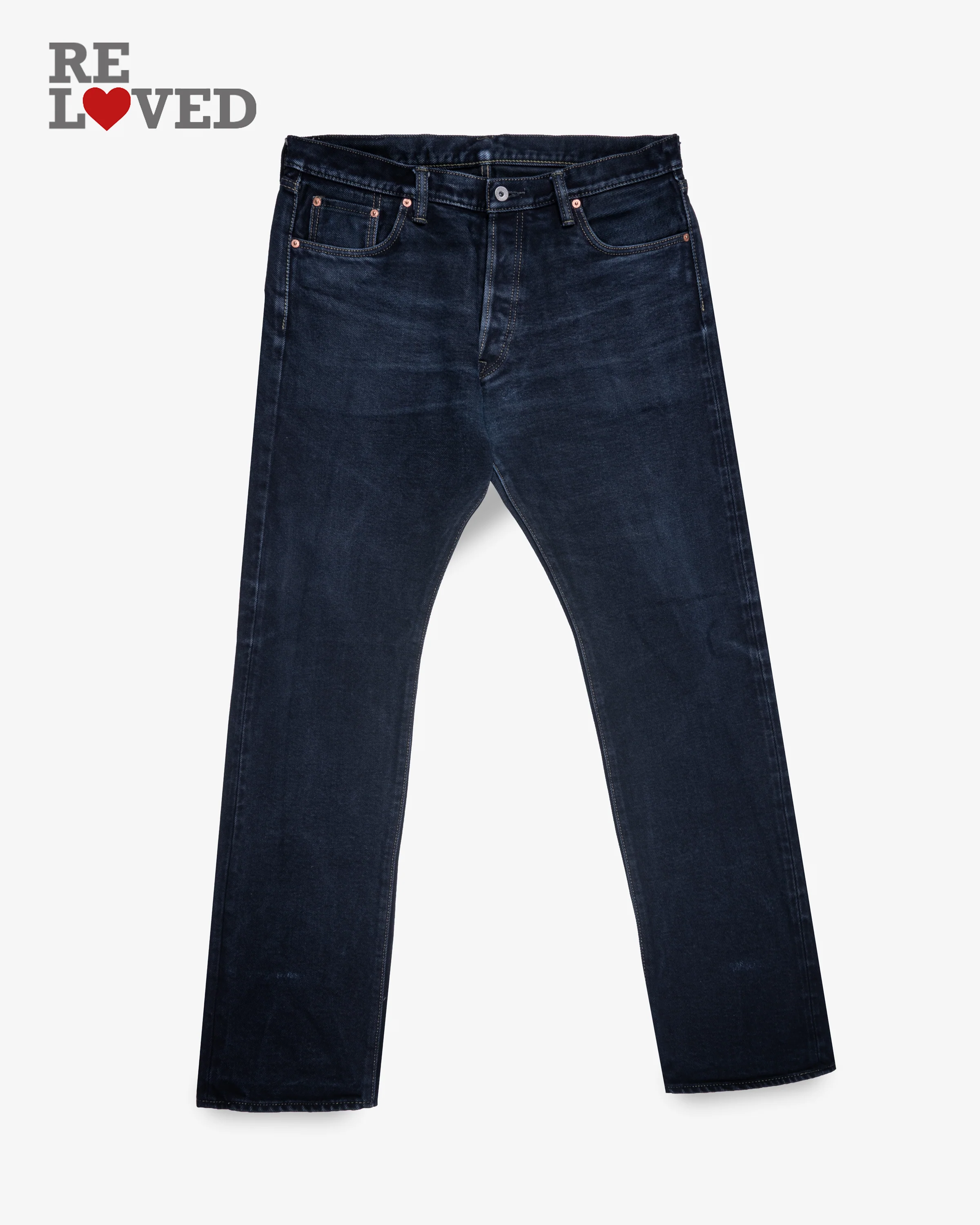 14oz Selvedge Denim Slim Straight Cut Jeans - Indigo Overdyed Black (IH-666s-142od) Tag 29, Hemmed to 27.0"