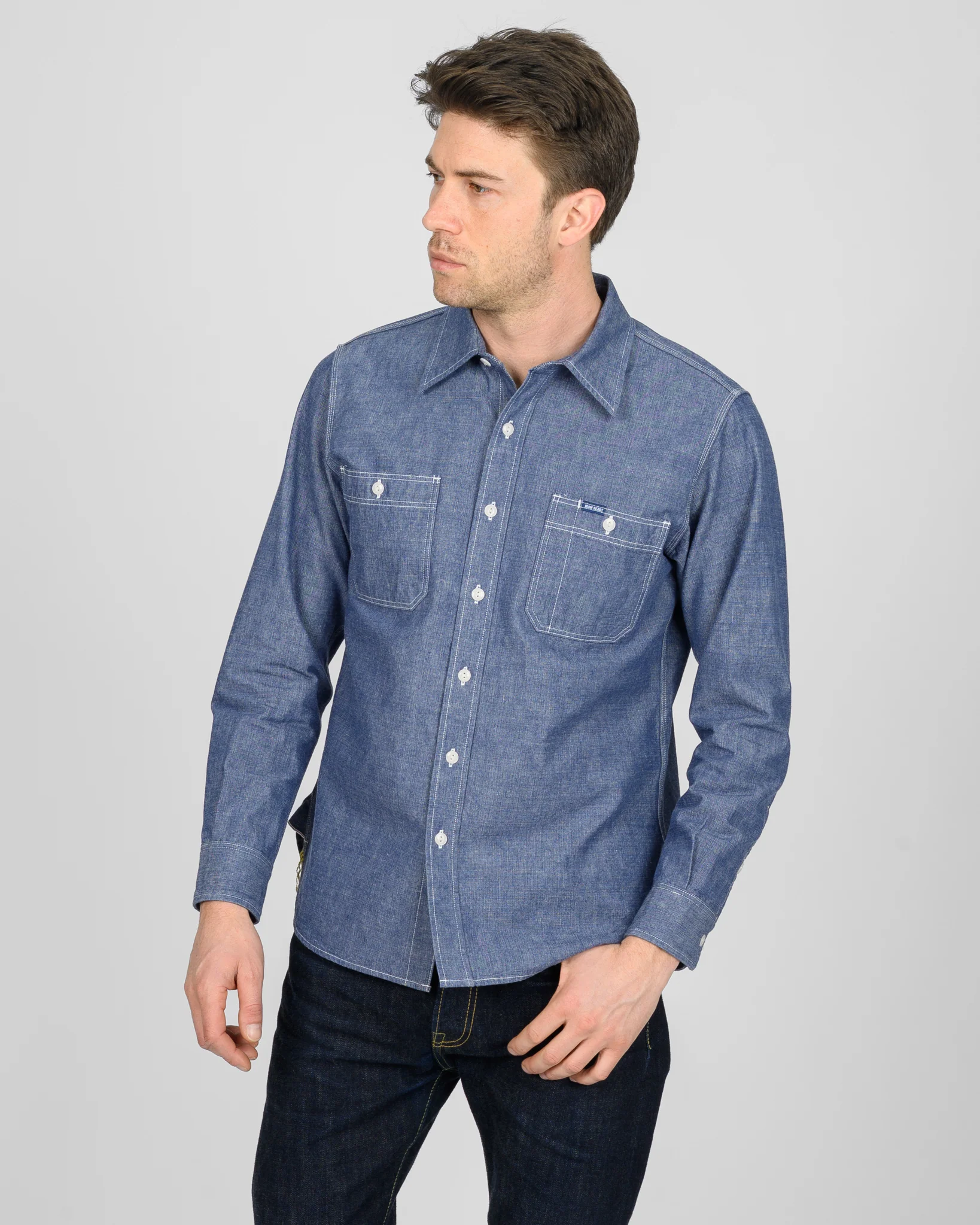 5369-10oz-selvedge-chambray-work-shirt-blue-2.webp 10oz Selvedge Chambray Work Shirt - Blue