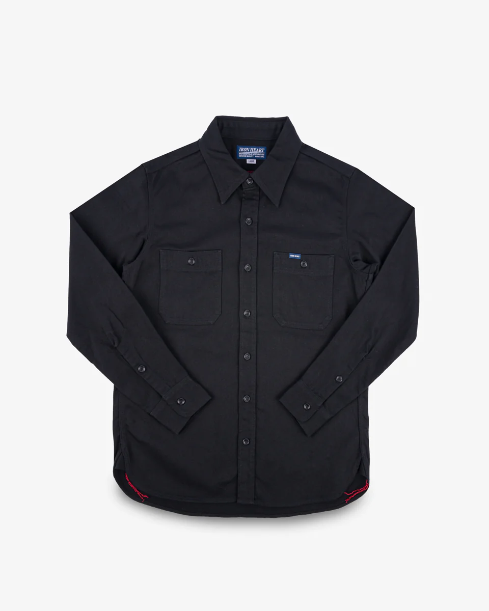 9oz Cotton Linen Work Shirt - Black