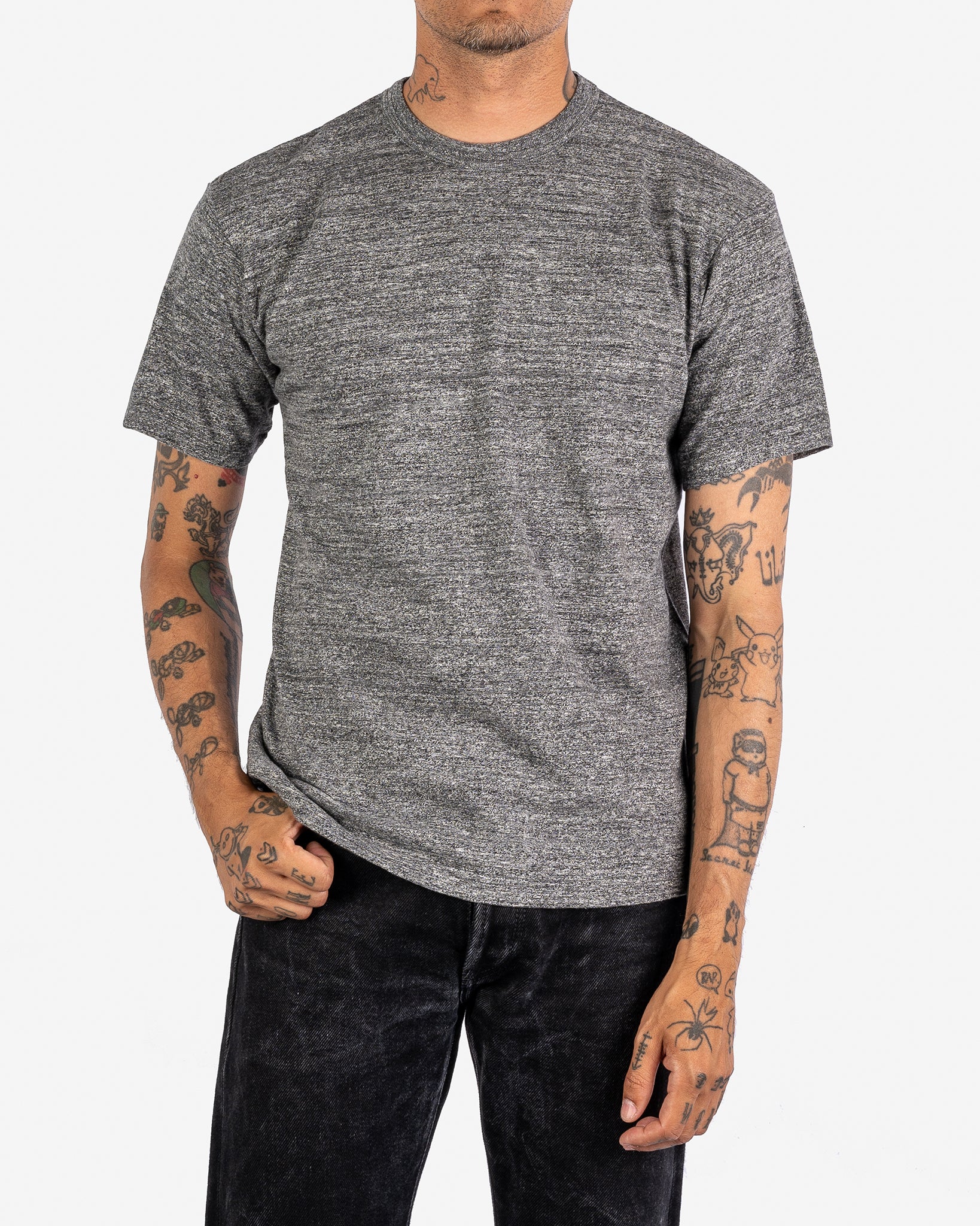5974-6.5oz-loopwheel-crew-neck-t-shirt-with-longer-body-grey-2.jpg 6.5oz Loopwheel Crew Neck T-Shirt with longer body - Grey