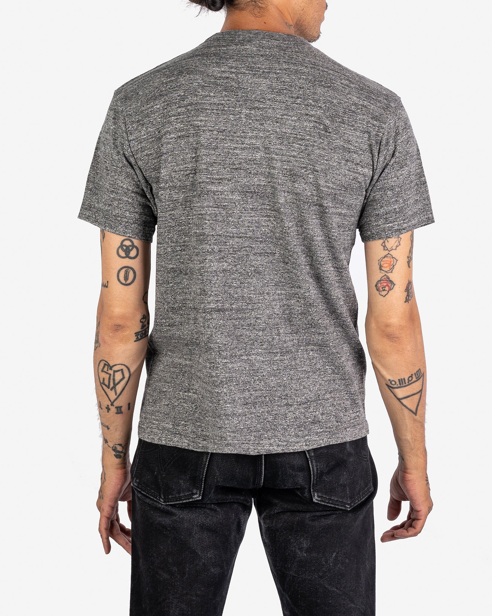 5974-6.5oz-loopwheel-crew-neck-t-shirt-with-longer-body-grey-3.jpg 6.5oz Loopwheel Crew Neck T-Shirt with longer body - Grey