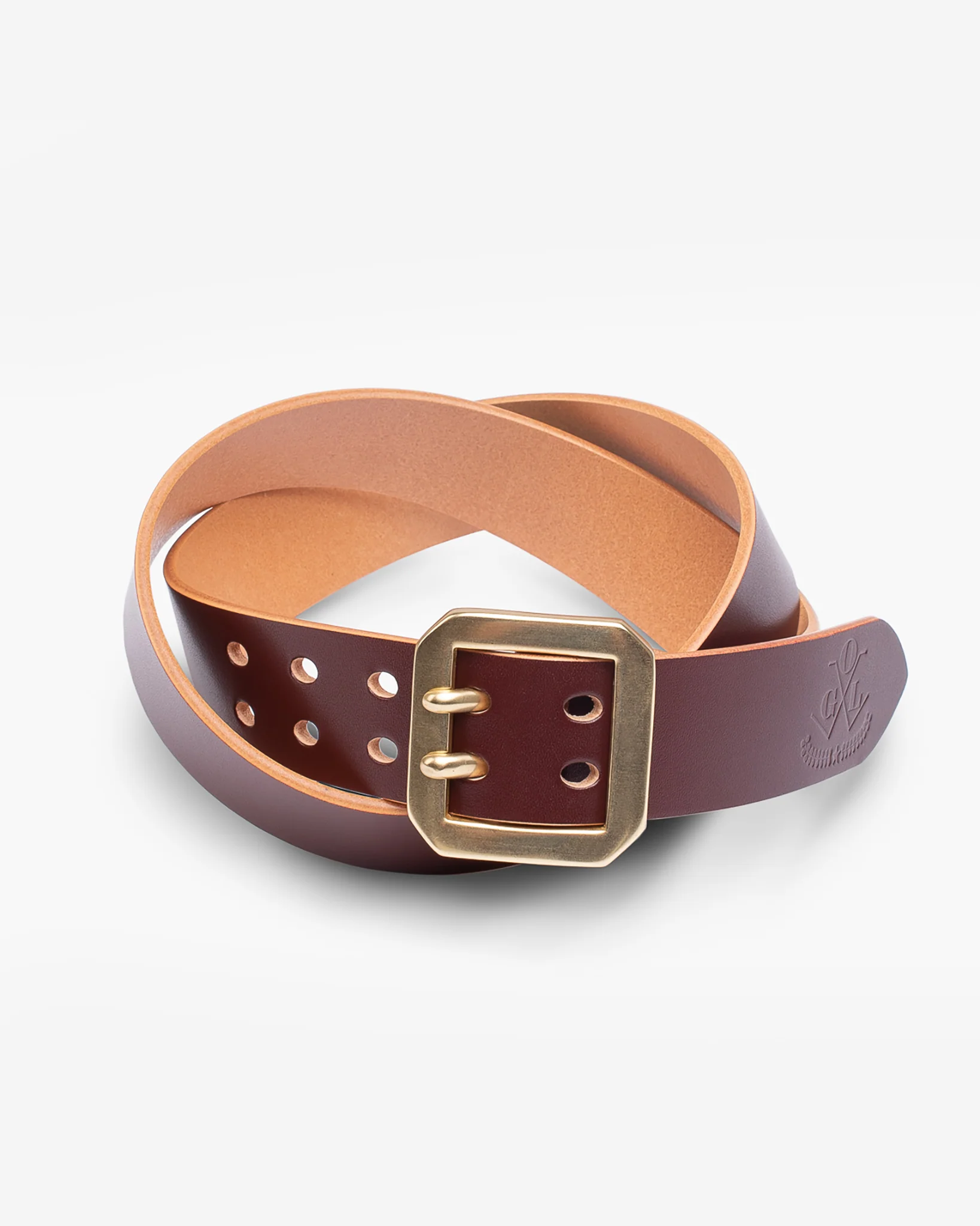 OGL Double Prong Garrison Buckle  Leather Belt - Hand-Dyed Brown
