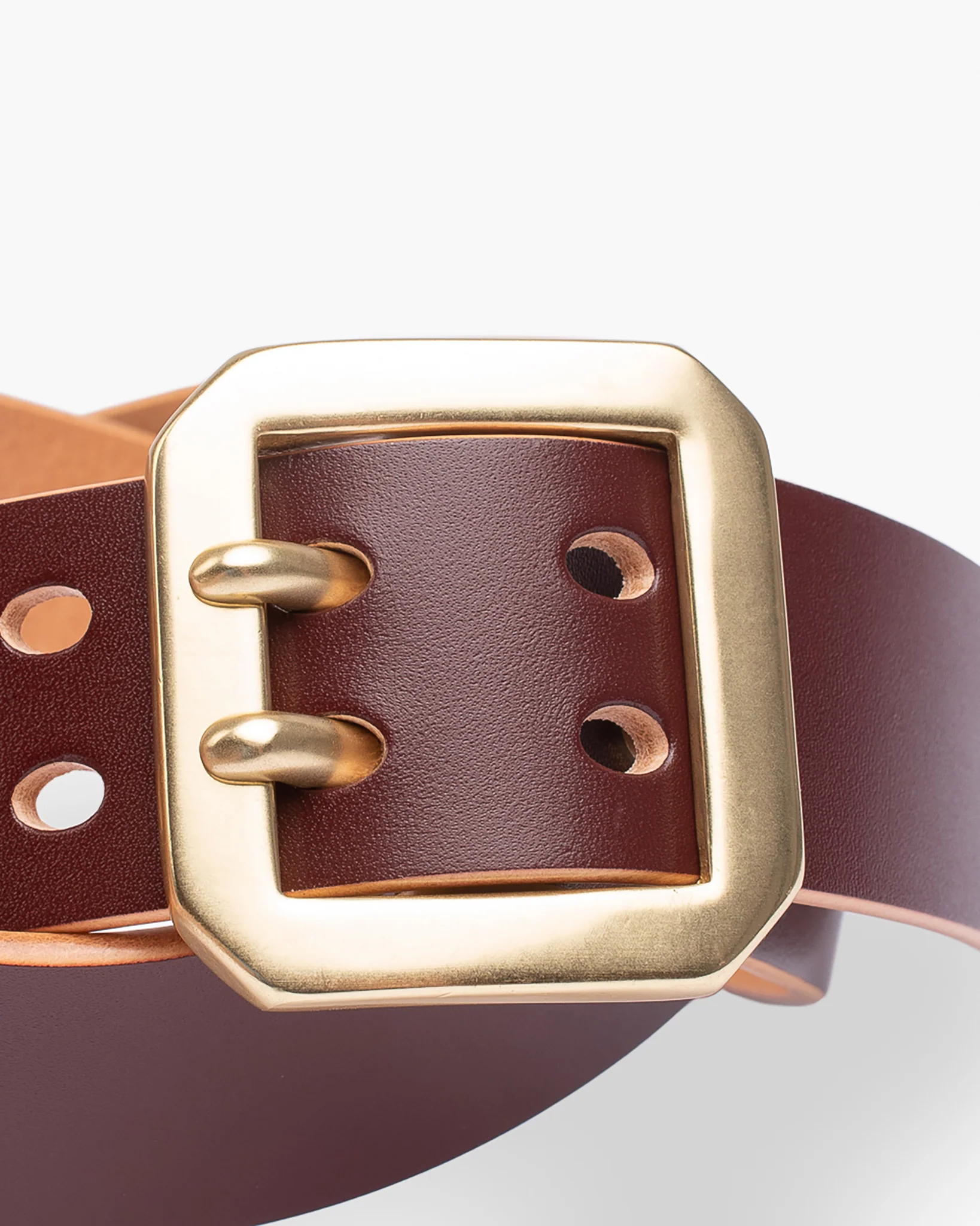 OGL Double Prong Garrison Buckle  Leather Belt - Hand-Dyed Brown