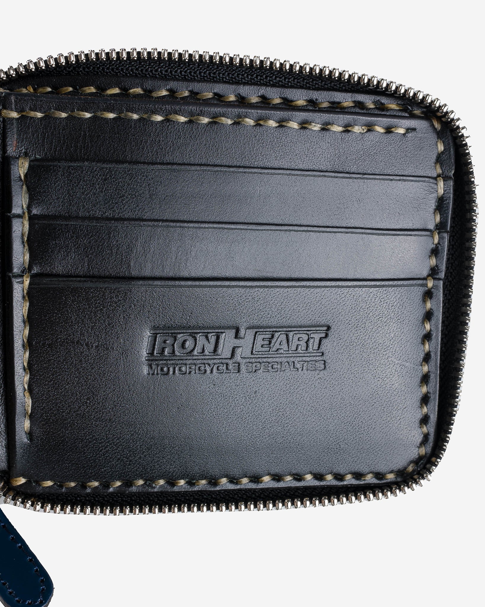 Zip-Secured Shell Cordovan Wallet - Navy Blue